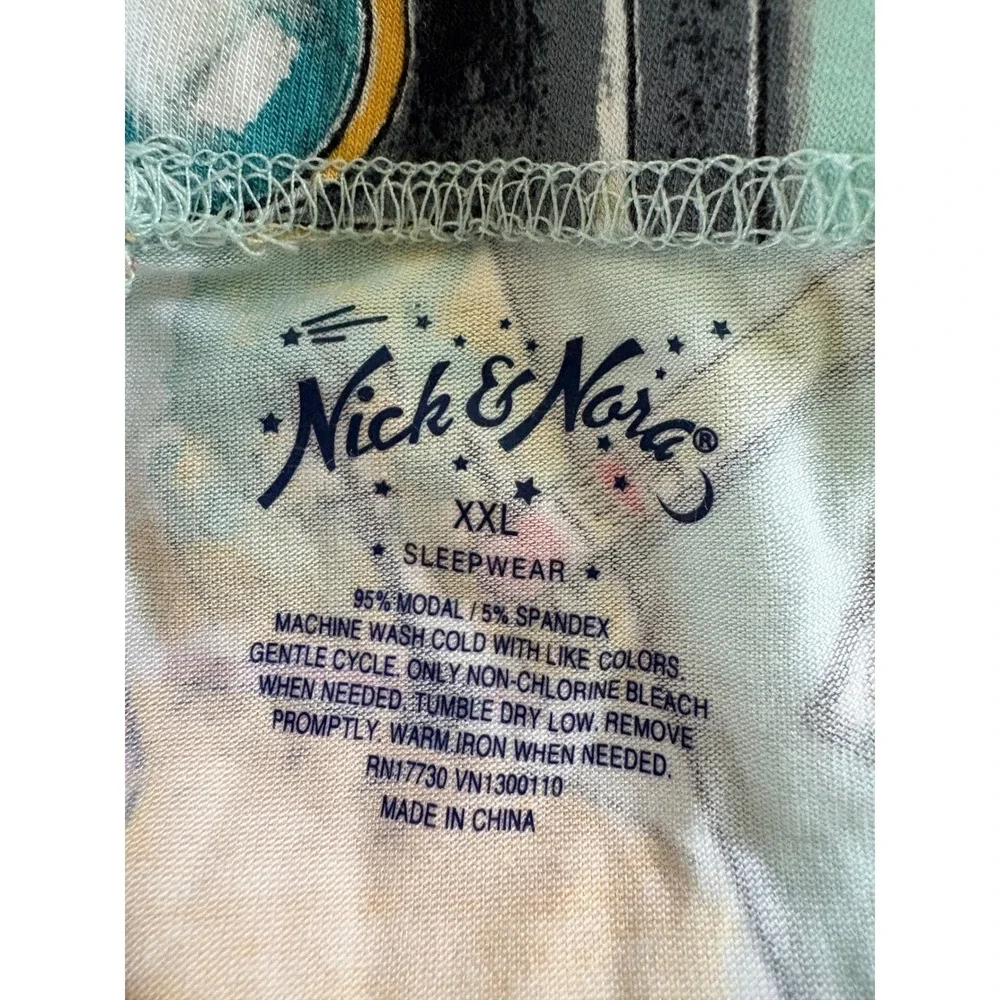 Nick‎ & Nora Wmn Light Blue Art Painter Theme Pajama Set Long Sleeve XXL Whimsy